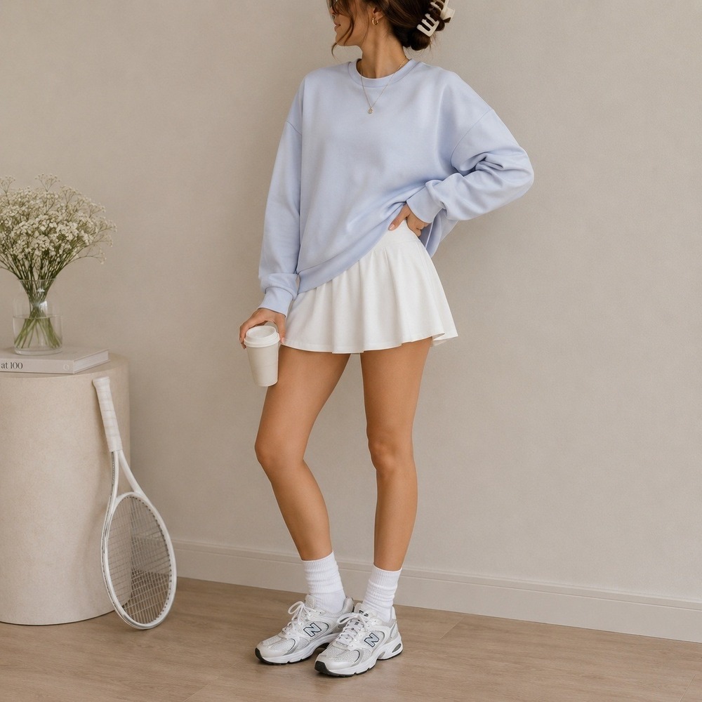LIFEwithBIRD L.W.B. Light Blue Scuba Crewneck Womens 4  Clean Girl Athleisure